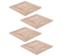 DECHOUS Appliques Décoratives en Bois Non Peint 4pcs Style Européen Classique pour Décoration Intérieure DIY Murs et Portes, Bois Beige