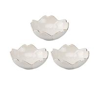 DECHOUS Assiettes en Céramique Blanche à Fleurs de Cerisier 3pcs pour Sauces et Apéritifs, Design Unique et Décoratif, Table Snacks