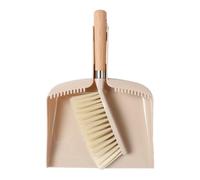 DECHOUS Balayette et Pelle Mini de Nettoyage Beige Manche en Bois et Poils Épais, Ensemble 2 Pièces pour Bureau et Comptoir