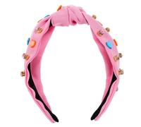 DECHOUS Bandeau Cœur Strass Rose Candy Bandeau Large Noué pour Femme Bandeaux Décoratifs Saint-Valentin Accessoire Cheveux Mode et Fête Bandeaux Épais Confortables