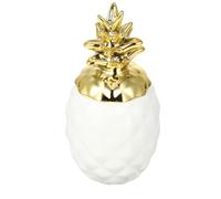 DECHOUS Bocal de Rangement en Céramique Blanc D'ananas avec Couvercle, Décoration Élégante pour Bureau et Maison, Ornement Décoratif Polyvalent