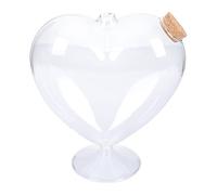 DECHOUS Bocal Décoratif en Verre Transparent de Cœur 16 CM Bouchon en Liège, Pot Multifonction pour Bonbons, Terrarium, Bricolage et Décoration de Table