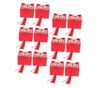 DECHOUS Boîte à Bonbons Chinoise Rouge avec Pompons, Paquet de 12 Paquets en Papier pour Mariage, Décoration Festive, Motif Pivoine Double, Taille Moyenne, Coffret Présent pour Fête
