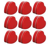 DECHOUS Boîte à Bonbons en Fer-Blanc Forme Cœur Rouge 10 Pièces Couvercle Plat Coffret Présent Saint-Valentin pour Chocolats et Dragées Petite Boîte Décorative pour Fêtes et Événements