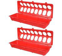 DECHOUS Boîte à Nourriture pour Pigeons 2pcs en Plastique Rouge, Facile à Installer et Nettoyer, Mangeoire Anti-débordement pour Cage de Pigeon ou Perruche