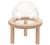 DECHOUS Boîte de Bain Verre pour Hamster et Petits Animaux Bac Sable et Toilette Multi-Usage Facile à Nettoyer Accessoire Transparent avec Fond Bois Adapté pour Hamsters Gerbilles et