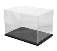 DECHOUS Boîte D'exposition Transparente en Acrylique 30x20x20 Cm Socle Noir, Vitrine pour Statue et Coffret de Rangement pour Objets Artisanaux, pour Figurines, Maquettes et Jouets