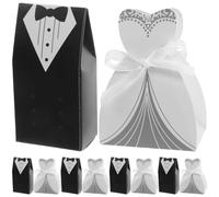 DECHOUS Boîtes à Dragées Décoratives pour Mariage 200 Pcs Forme Smoking et Robe Classique Papier Pliable Décorations de Table Élégantes pour Fêtes et Présents D’Invités