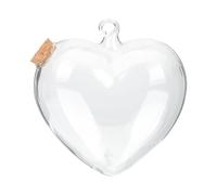 DECHOUS Bouteille à Souhaits en Verre Transparent 16cm avec Bouchon en Bois, Décoration Paysage Suspendue en Forme de Cœur, Récipient pour Stockage d’Objets et DIY, Cadeau Multifonctionnel