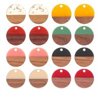 DECHOUS Breloques en Résine pour Création de Bijoux 16 Pièces par Lot Pendentifs en Bois de Noyer Mini Breloques Légères pour Bracelets Colliers Boucles D’Oreilles Kit de