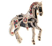 DECHOUS Broche Cheval Vintage en Émail Noir Cristaux, Style Palais 2026