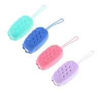 DECHOUS Brosse de Bain en Silicone et Éponge Double Face 4pcs Corps, Exfoliation Douce et Massage, Améliore la Circulation Sanguine, Quotidienne Couleur Aléatoire