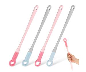 DECHOUS Brosse Pieds 4 Pièces en Plastique et Silicone avec Long Manche pour Nettoyage des Espaces Entre Orteils et Usage