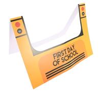 DECHOUS Cadre Photo en Papier Orange 68X48 CM Double Couche Accessoires Photo pour Fête Maternelle Cadre Selfie Thème Bus Scolaire pour Rentrée et Animation Garçon et Filles
