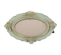 DECHOUS Cadre Photo Mural Vintage en Résine Sculptée Style Européen Cadre Photo Ancien Oval 7 Pouces Couleur Vert Ancien pour Salon Bureau et Chambre