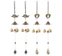 DECHOUS Carillon Éolien Feng Shui en Métal Vintage 4 Pièces Décoration Suspendue pour Jardin Terrasse et Cour Symbole de Chance Solide et Résistant aux Intempéries
