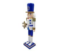 DECHOUS Casse-Noisette Décoratif en Bois 38 CM Bleu et Blanc Figurine Soldat pour et Marionnette Traditionnelle Décoration Festive pour Étagère et Table Ornement de Collection