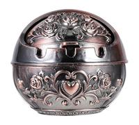 DECHOUS Cendrier Métallique Petit Format avec Couvercle Anti-Odeurs Cendrier Portable Mini pour Voiture et Voyage Design Rond en Cuivre Rouge pour Usage Intérieur et Extérieur Pratique