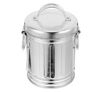 DECHOUS Cendrier Vintage en Fer Galvanisé avec Couvercle, Poubelle Métallique Compacte pour Bureau, la Cuisine et Table, Grosse Capacité, Style Rétro, Mini Seau à Cendres Pratique
