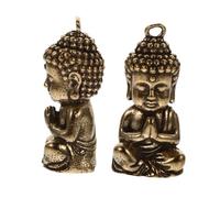 DECHOUS Charme Bouddha en Laiton Miniature 2pcs, Pendentif Bouddhiste Chinois, Couleur Laiton, Accessoires Créatifs pour Fabrication de Bijoux, Présent Artisanat, Décoration D’atelier,