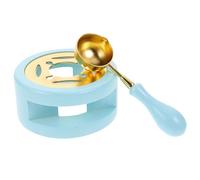 DECHOUS Chauffe-Cire Rétro 2 Pièces avec Fondoir à Cire et Cuillère Bleu Ciel Outil Fondre la Cire Compact pour Loisirs Créatifs et DIY