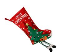 DECHOUS Chaussette de Noël Suspendue, Décoration de Chaussettes Suspendues, Grosse Capacité, Rouge, Non-tissé et Peluche Courte, pour Sapin de Noël et Maison, Style Mignon