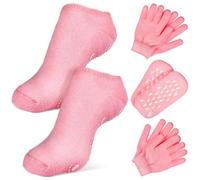 DECHOUS Chaussettes et Moufles Hydratants Spa en Coton Respirant, Lot 2 Paires Rose pour Soin des Mains Pieds, Intensif la Sécheresse Callosités, Produits de Soins de Beauté