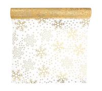 DECHOUS Chemin de Table Flocon Doré Scintillant, Polyester Élégant | Décoration de Table Hivernale Maison, Usage Quotidien, Texture Douce et Lisse, Motif Or