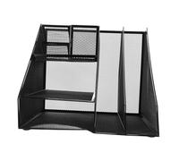 DECHOUS Classeur Métallique A4 Trieur De Documents De Bureau Organiseur De Courrier en Maille Construction en Fer 2 Sections 3 Niveaux Porte-Stylo Côté Gauche