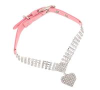 DECHOUS Collier pour Animaux de Compagnie à Paillettes Rose M, Collier Ajustable avec Pendentif Cœur, Orné de Strass, Léger et Confortable, pour Chiens, Chats et Chiots Lors de Fêtes