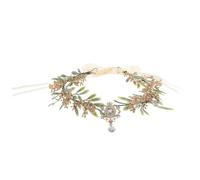 DECHOUS Couronne de Fée Artisanale de Goutte D'eau Verte Dorée, Bandeau Floral Léger pour Mariage, Séance Photo et Fête, Accessoire Costume Féerique Féminin V-shaped, Serrage-tête à