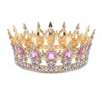 DECHOUS Couronne de Mariage en Alliage Doré Strass Rose Diadème Vintage pour Mariée Tiare de Mariée Élégante et Lumineuse Accessoire Cheveux Femmes pour Mariage et Fêtes