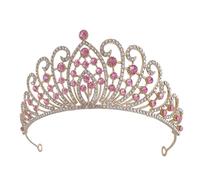 DECHOUS Couronne de Mariée Baroque en Alliage Strass, Diadème de Mariage Couleur Or Rose, Accessoire Coiffure Femme pour Cérémonie et Fête, Léger et Confortable, Tiare Élégante
