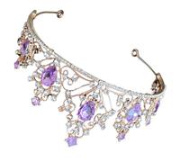 DECHOUS Couronne de Mariée en Strass Doré et Violet Diadème Léger pour Mariage et Anniversaire Accessoire Cheveux Élégant pour Cérémonie et Fête Bandeau Décoratif pour Filles et Femmes