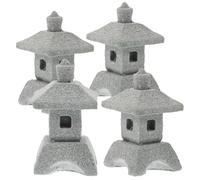 DECHOUS Décoration de Jardin 4 Pièces de Pagodes Miniatures en Grès Style Chinois, Ornements Réalistes pour Micro-Paysage, Balcon et Bonsaïs