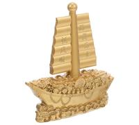 DECHOUS Décoration de Voilier Miniature en Alliage Doré Ornement Amulette Chinois Sculpture Nautique Compacte pour Bureau et Intérieur Symbole de Succès et Prospérité Décoration