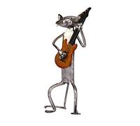 DECHOUS Decoration Interieur en Fer Argenté ou Présent de Noël Créatif Statue Chat Figurine en Fer Forgé Guitare Chat Chic pour Décoration de Bureau