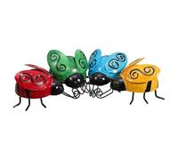 DECHOUS Décoration Murale de Jardin en Fer Forgé 4 Pièces, Ornement Créatif de Bêtes Colorées pour Décoration Extérieure et Intérieure
