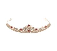 DECHOUS Diadème Couronne de Reine en Métal Doré et Strass Rouges, Bandeau Léger et Confortable, Accessoire Cheveux pour Anniversaire, Mariage, Bal et Fête Féminine, Tiare Princesse