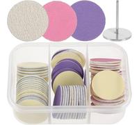 DECHOUS Disques de Ponçage pour Ongles 60pcs en Matériau Synthétique Léger avec Boîte de Rangement et Roulement, pour Pédicure à Domicile Salon