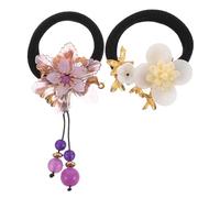 DECHOUS Élastiques à Cheveux Haute Élasticité Vintage pour Femmes et Filles, 2pcs Confort, Accessoires Hanfu en Tissu et Caoutchouc, Travail Voyages