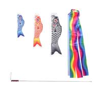 DECHOUS Ensemble 5 Pièces de Drapeaux Carpe Japonerie Colorés pour Décoration D'entrée de Magasin, Manche à Air Légère et Résistante, Motifs Peinture Aquarelle, Couleur Couleur Aléatoire