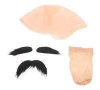 DECHOUS Ensemble Bonnet Chauve Réaliste en Latex avec Barbe et Filet Couvre-Chef Unisexe pour Déguisement Théâtre Cosplay et Halloween Taille Unique Adulte Accessoire de Costume