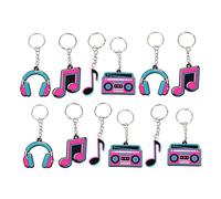 DECHOUS Ensemble De 12 Pièces Porte-clés Fête Musicale Fête Casque en Forme de Note de Musique Radio Porte-clés Guitare Cotillons Musicaux Music Note Soirée à Thème Musical