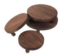 DECHOUS Ensemble de 4 Présentoirs en Bois Naturel Socle Rond Support sur Pied Robuste pour Bijoux Plantes D’Intérieur et Objets Décoratifs Rehausseurs Multifonctions pour Maison