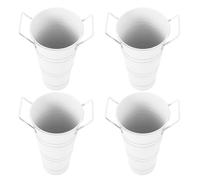 DECHOUS Ensemble de 4 Vases Rustiques en Fer Galvanisé Poignée Seaux Décoratifs Multifonctions pour Fleurs Jardinières Métalliques pour Mariage Décoration Intérieure et Extérieure