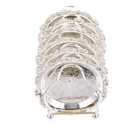 DECHOUS Ensemble de 6 Assiettes à Fruits Secs Argentées en Métal avec Support Feuille Décoratif, Plateau à Collations pour Table à Thé, Vaisselle Maison Élégante et Pratique,