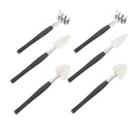DECHOUS Ensemble de 6 Mini-Outils de Jardinage en Acier Inoxydable Noir Truelle Mini-Râteau et Bêche pour Plantes en Pot Kit Compact pour Plantation Intérieure et Entretien Jardin