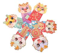 DECHOUS Enveloppes Rouges Nouvel An Année du Dragon 24 Pièces en Papier Couché Motif Cartoon Chinois Amulette pour Fête du Printemps pour Vœux et Invitations Festives