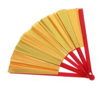 DECHOUS Éventail Pliable Double Face Rouge/doré Grand Format en Tissu PP Idéal pour Les Festivals De Danse Et Les Voyages